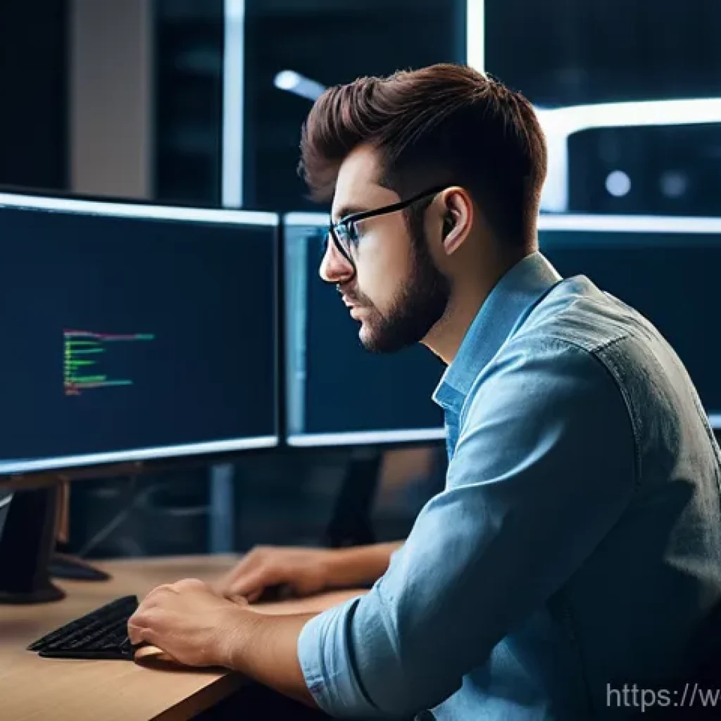 웹개발자 취업 후 첫 직무 - **Prompt 1: First Day Overwhelm with Legacy Codebase**
A young, diverse male web developer, in h...