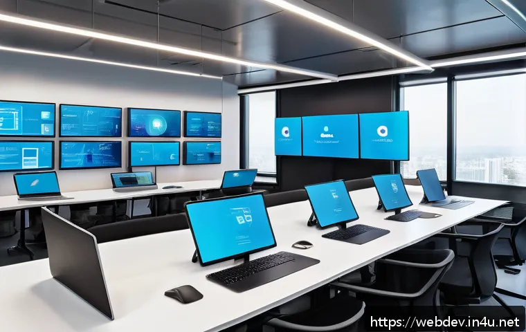 웹개발자 자동화 도구 - A modern software development workspace featuring diverse automation tools displayed on multiple lar...